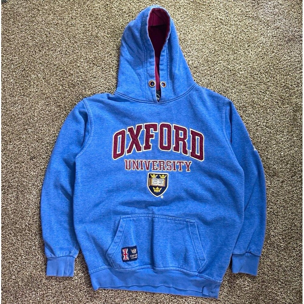 Oxford University Pullover Hoodie Sweatshirt Blue/Maroon/White XS